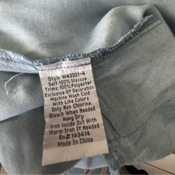 Johnny Was Workshop Embroidered Kimono Coat Medium Light Blue Pink Green - Picture 16 of 16